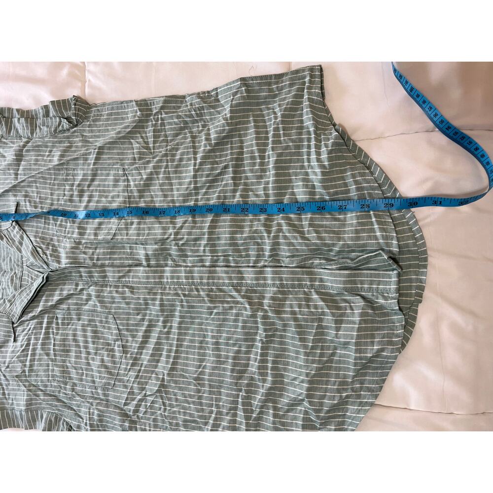 Jachs Girlfriend Green Striped Button Up Shirt Womens Small S Rayon Cap Sleeve - Picture 8 of 8